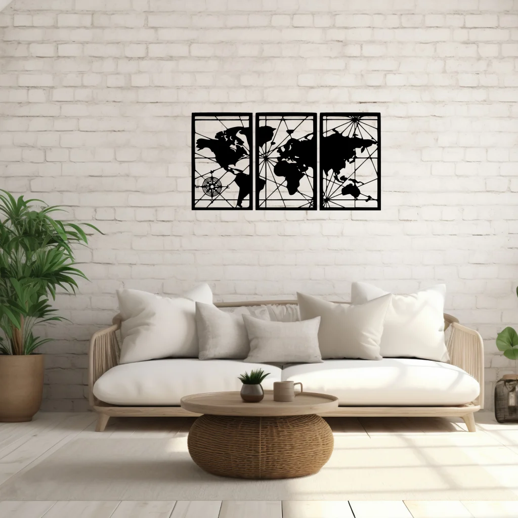 Mapamundi con brújula