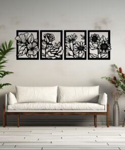 Flores 4 Piezas Decoración de Pared